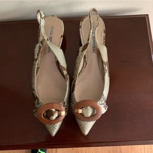 Via Spaga Open Back Strappy Snakeskin Celeste Sling Back Shoe